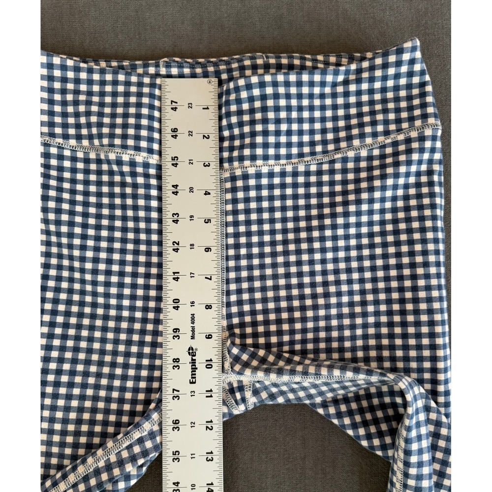 J Crew Weekend Womens Blue White Gingham Check Leggings Cotton Blend Large - Picture 6 of 8